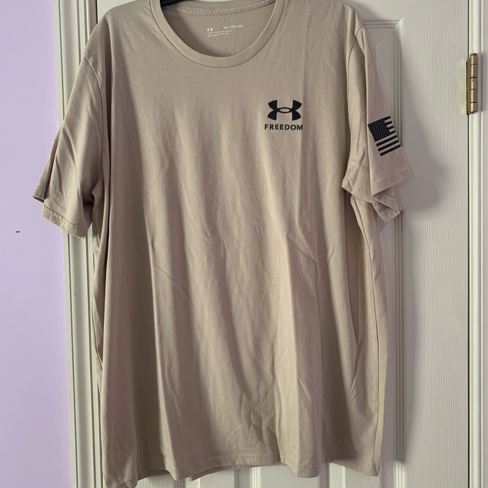 Under Armour Freedom Short Sleeve Tee - Beige with Black Logo